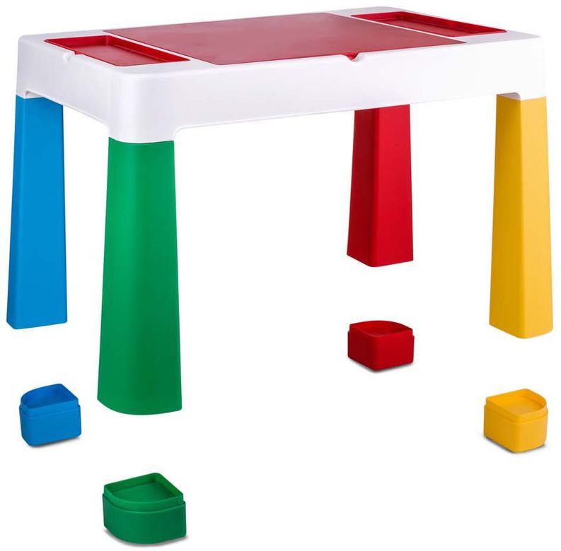 Детский стол и стульчик LAMOSA MULTIFUN 5 в 1 разноцветный регулируется по высоте, герметичная ниша, для игр с кинетическим песком и водой, универсальная поверхность для всех видов конструкторов, от 1.5 года, стул в комплекте