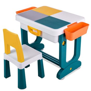 Детский стол и стульчик LAMOSA Трансформер 6 в 1 разноцветный, с мольбертом для рисования, универсальная поверхность для всех видов конструкторов, от 1.5 года, стул в комплекте, удобен в транспортировке и хранении, складывается в компактный чемоданчик
