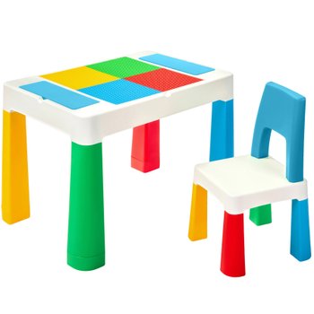 Детский столик и стульчик LAMOSA MULTIFUN 5 в 1 синий регулируется по высоте, герметичная ниша, для игр с кинетическим песком и водой, универсальная поверхность для всех видов конструкторов, от 1.5 года, стул в комплекте