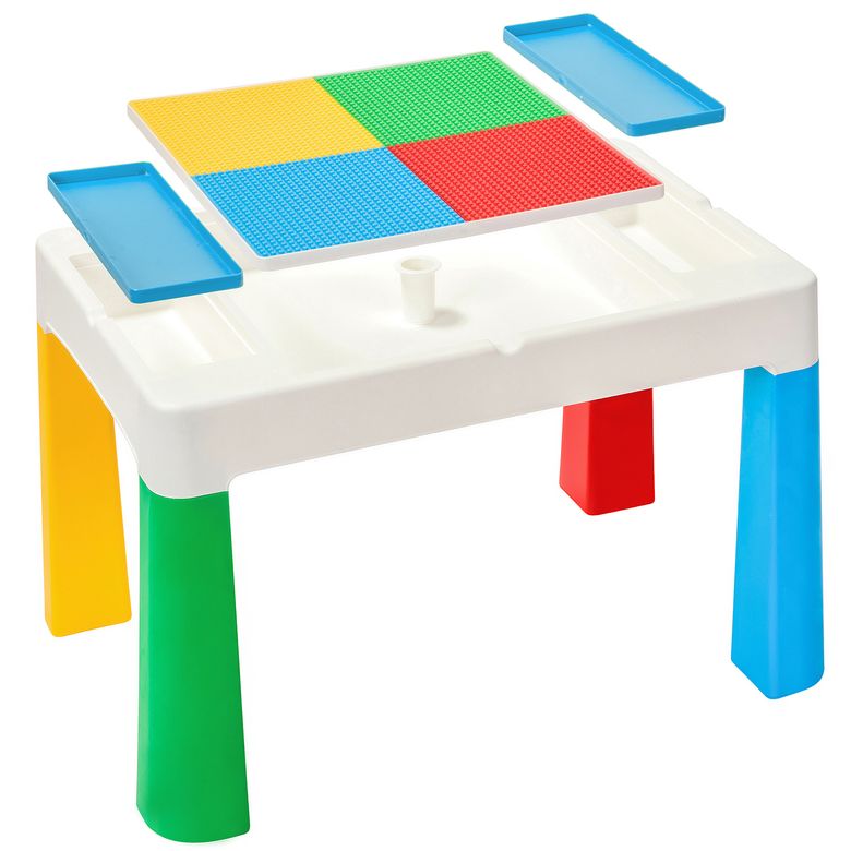 Дитячій стіл та стільчик LAMOSA MULTIFUN 5 в 1 синій, регулюється по висоті, герметична ніша для гри з кінетичним піском та водою, универсальна поверхня для всіх видів конструкторів, від 1,5 років, стільчик в комплекті