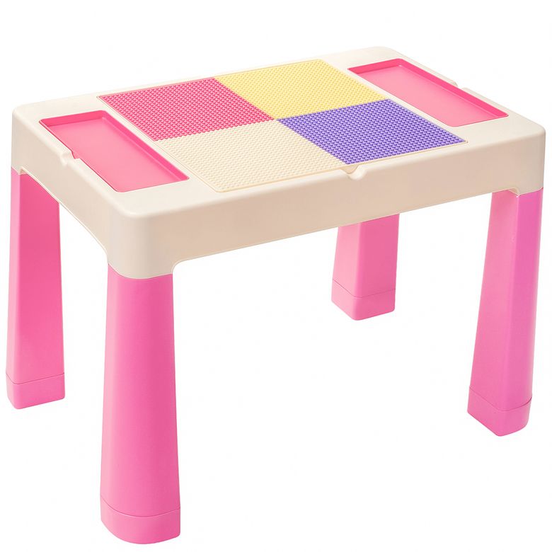 Детский стол и стульчик LAMOSA MULTIFUN 5 в 1 розовый, регулируется по высоте, герметичная ниша, для игр с кинетическим песком и водой, универсальная поверхность для всех видов конструкторов, от 1.5 года, стул в комплекте