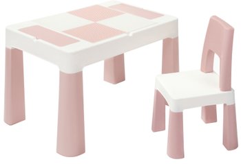 Детский стол и стульчик LAMOSA MULTIFUN 5 в 1 пастельно-розовый, регулируется по высоте, герметичная ниша, для игр с кинетическим песком и водой, универсальная поверхность для всех видов конструкторов, от 1.5 года, стул в комплекте