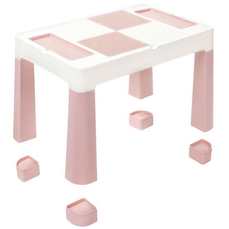Дитячій стіл та стільчик LAMOSA MULTIFUN 5 в 1 пастельно-рожевий, регулюється по висоті, герметична ніша для гри з кінетичним піском та водою, универсальна поверхня для всіх видів конструкторів, від 1,5 років, стільчик в комплекті