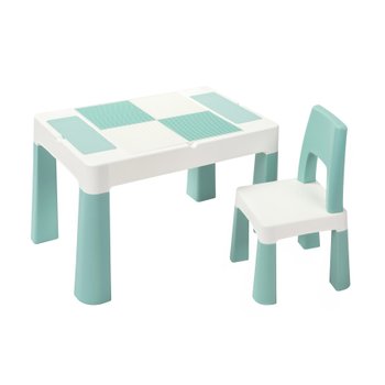 Детский стол и стульчик LAMOSA MULTIFUN 5 в 1 пастельно-голубой, регулируется по высоте, герметичная ниша, для игр с кинетическим песком и водой, универсальная поверхность для всех видов конструкторов, от 1.5 года, стул в комплекте