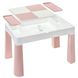 Дитячій стіл та два стільчика LAMOSA MULTIFUN 5 в 1 пастельно-рожевий, регулюється по висоті, герметична ніша для гри з кінетичним піском та водою, универсальна поверхня для всіх видів конструкторів, від 1,5 років, два стільчика в комплекті